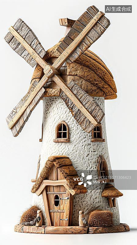 【AI数字艺术】梦幻童话风车小屋图片素材