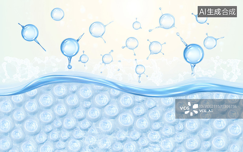 【AI数字艺术】水分子渗透示意图图片素材