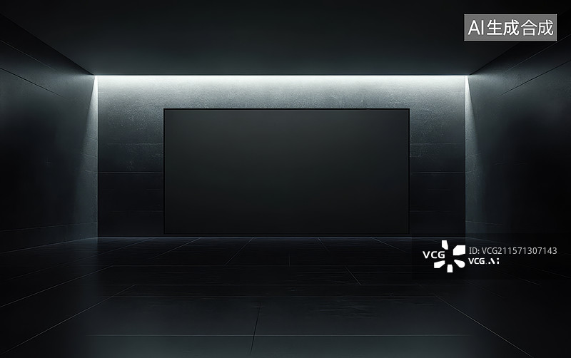 【AI数字艺术】暗室中的发光屏幕图片素材