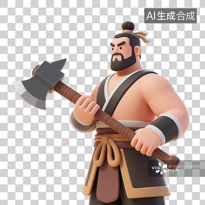 【AI数字艺术】3D渲染中国风人物，童话故事，吴刚砍桂花树，樵夫，汉服，古装，传统服饰，中秋节，传统节日，免抠元素图片素材