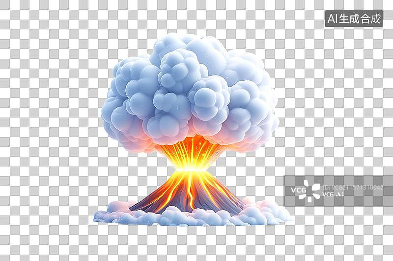 【AI数字艺术】【免抠png素材】3D卡通火山爆发图片素材