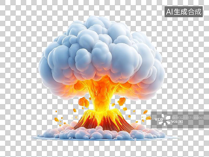 【AI数字艺术】【免抠png素材】3D卡通火山爆发图片素材