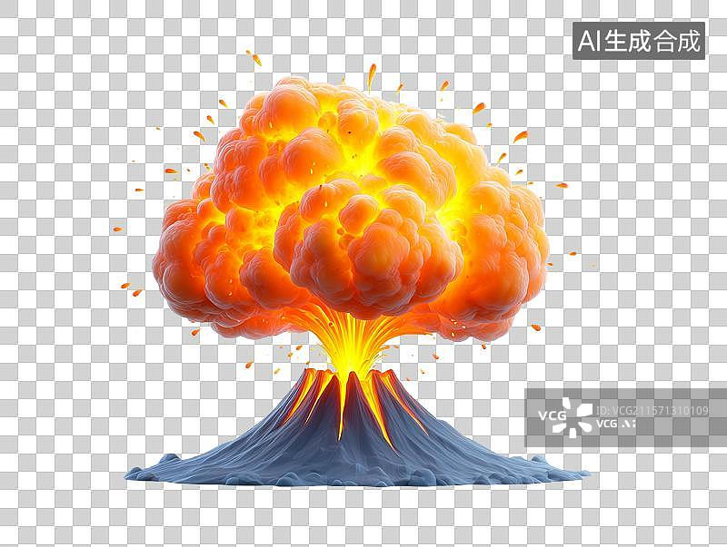 【AI数字艺术】【免抠png素材】3D卡通火山爆发图片素材