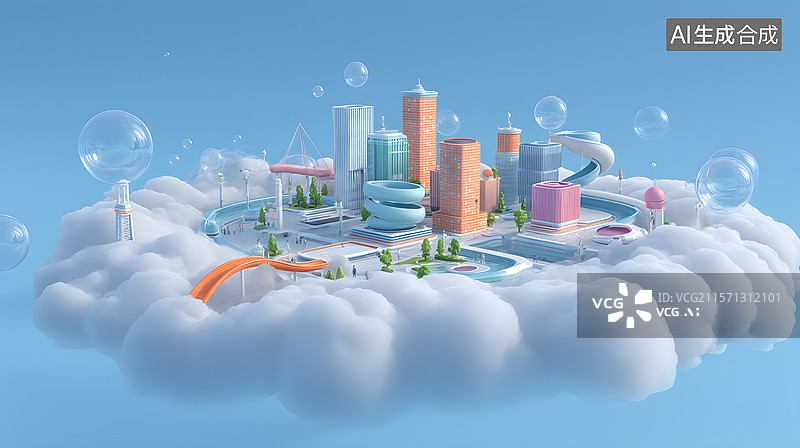 【AI数字艺术】云城幻景图片素材