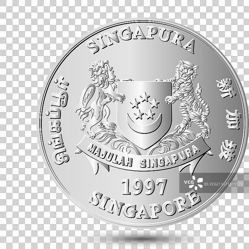 新加坡银分币的正面图片素材