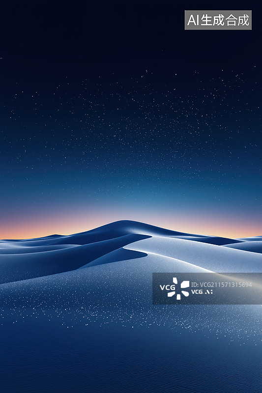 【AI数字艺术】蓝色沙漠的梦幻日落图片素材