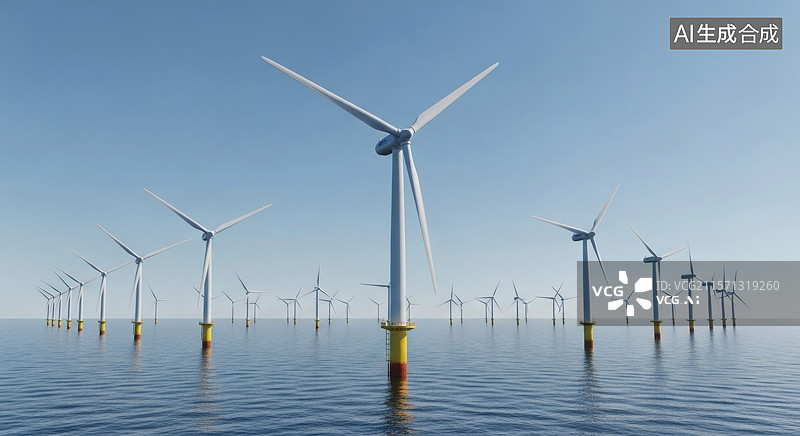 【AI数字艺术】海上风力发电场图片素材