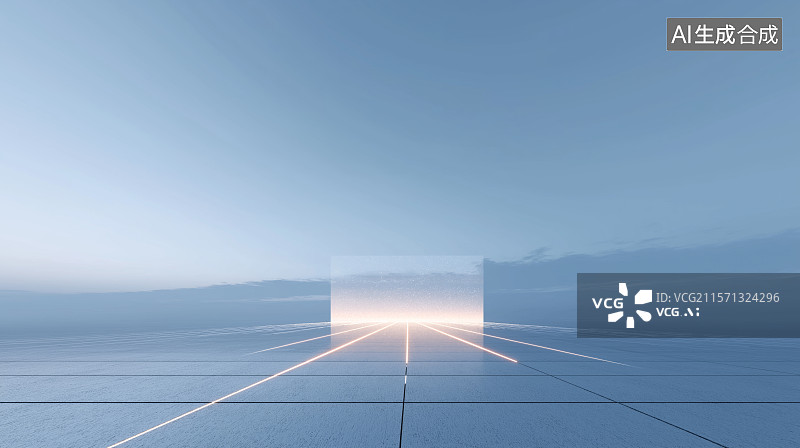 【AI数字艺术】汽车广告背景图——科技网格线平面与梦幻天空云朵图片素材