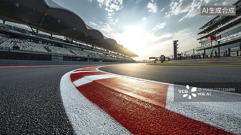 【AI数字艺术】夕阳下的赛车场图片素材
