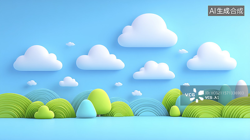【AI数字艺术】卡通风格的简约风景图片素材