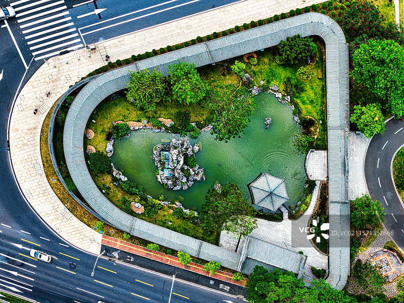 珠海海天公园海天庭院景致（航拍）图片素材