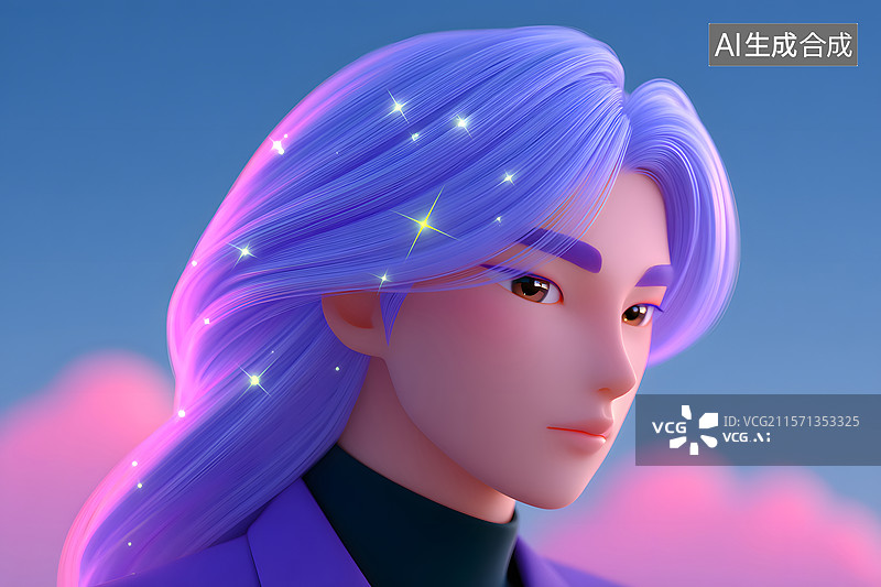 【AI数字艺术】二次元帅哥的壁纸插画背景图片素材