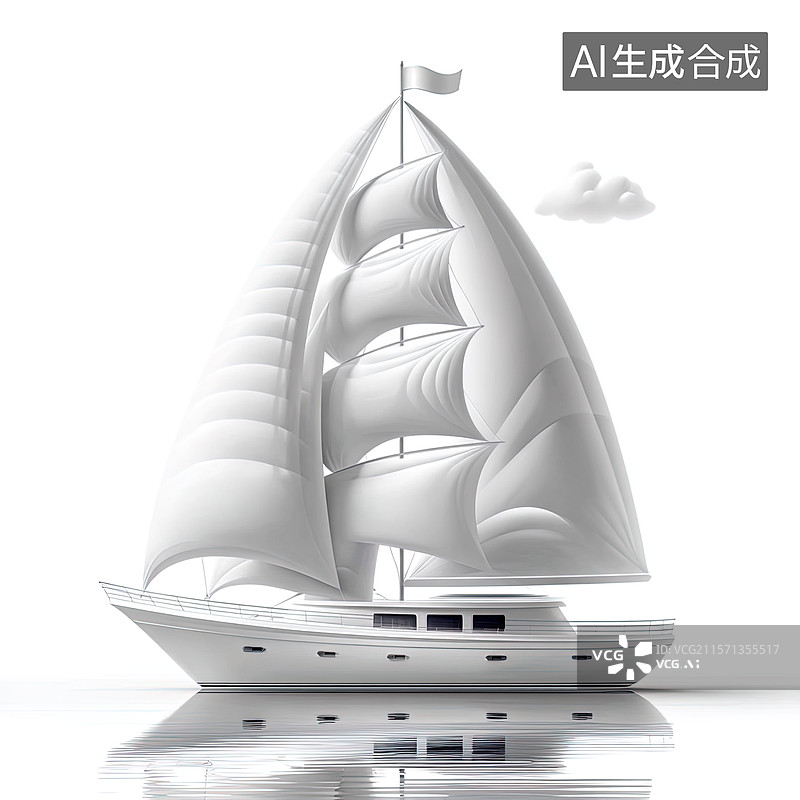 【AI数字艺术】白色帆船设计图片素材