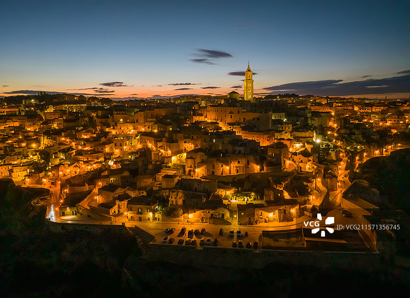 Aerial view of the ancient city of Matera, Basilicata, Italy图片素材