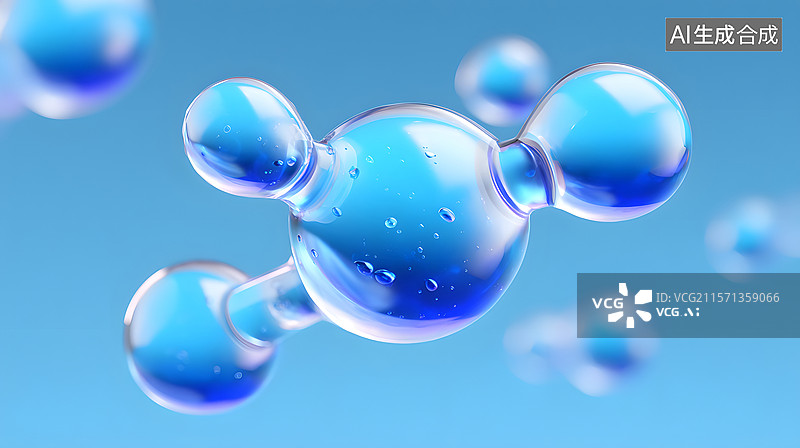 【AI数字艺术】悬浮水分子科幻场景插图图片素材