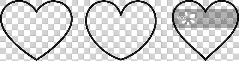 心形线性图标集或心形集合图片素材