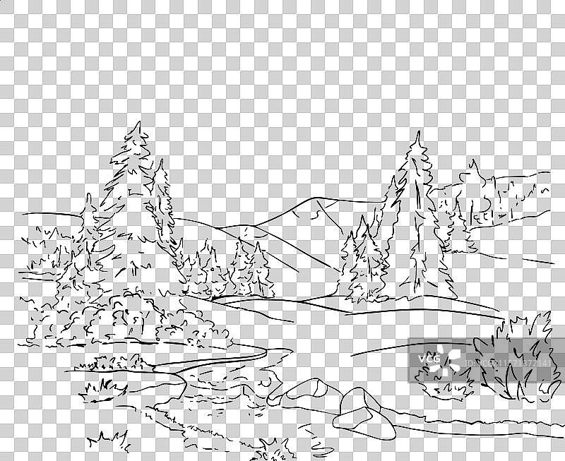 森林与丘陵和山脉图片素材