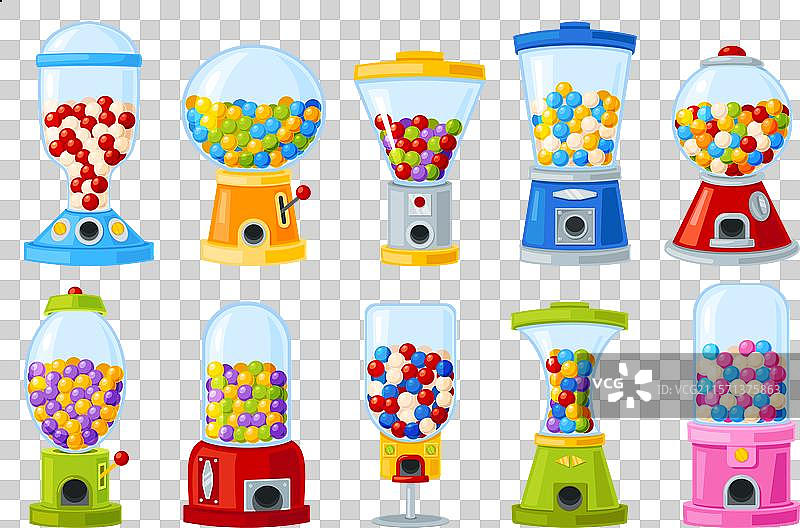 糖果自动售货机里的圆形彩色糖果图片素材