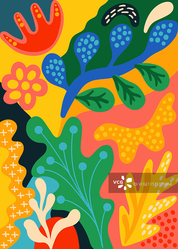 抽象花卉形状包豪斯风格和孟菲斯风格图片素材