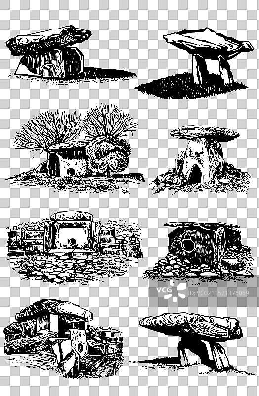 高加索地区的巨石墓图形大集合图片素材