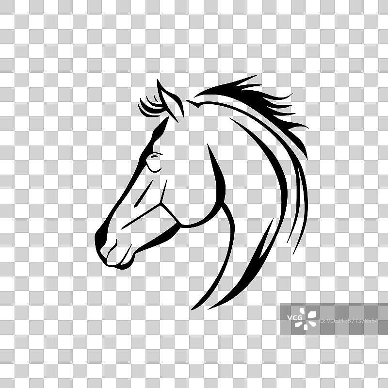 马 - 极简风格的平面logo图片素材