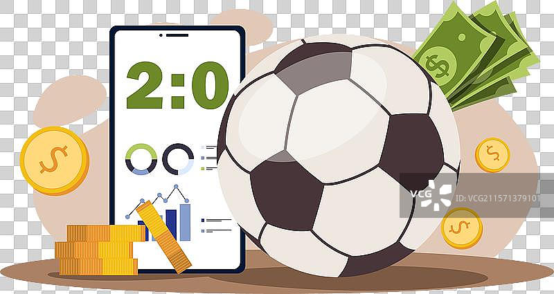 足球博彩概念，球在智能手机旁边图片素材