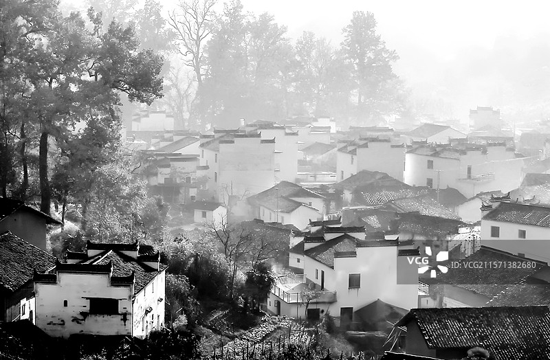 2008年拍摄于江西婺源程村今天重新PS了下做成黑白片，的国风效果。图片素材