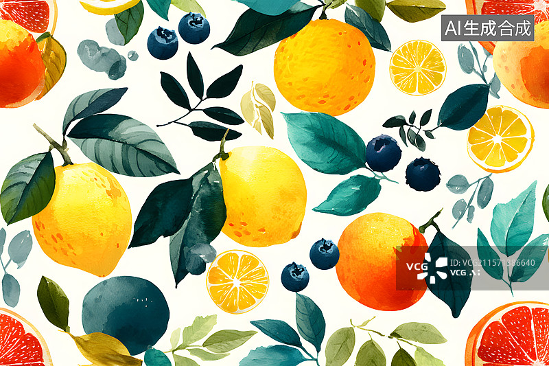 【AI数字艺术】水彩柠檬图片素材