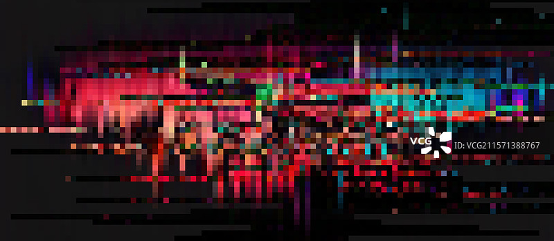 时尚的故障图案在黑色背景上的抽象设计图片素材