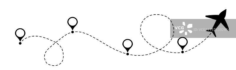 航线虚线飞机飞行行程图片素材