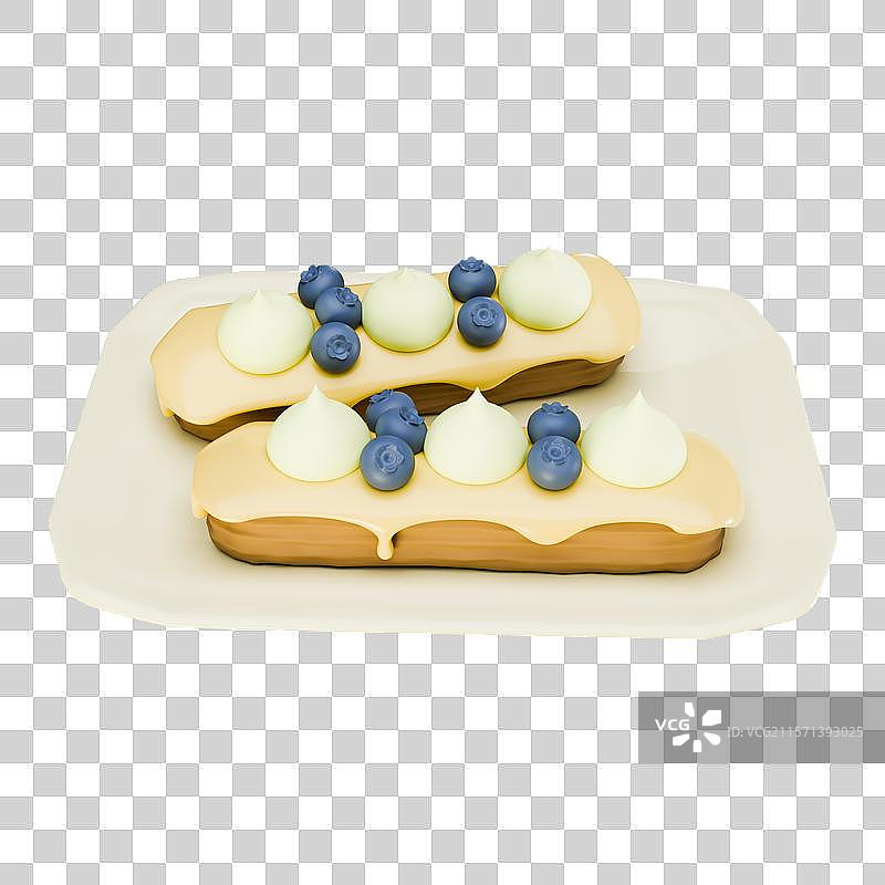 3D立体元素甜品美食蛋糕泡芙奶油芝士糕点图片素材