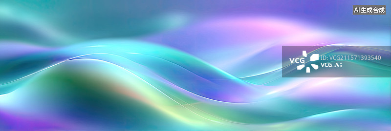 【AI数字艺术】动感抽象曲线发光多彩商业背景流动线条与光点蓝紫黄绿波浪金融科技和企业活动壁纸装饰画图片素材