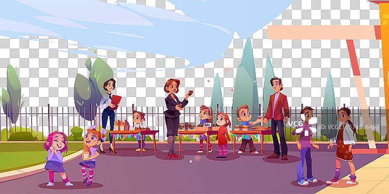 学校里的春季小型集市和节日庆典图片素材