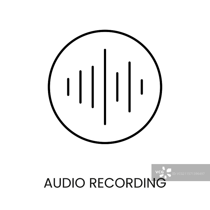 可编辑的音频录音线条图标图片素材