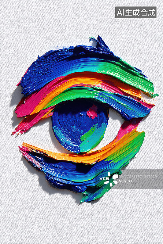 【AI数字艺术】渴望凝视彩色手绘眼睛油画涂鸦插画图片素材