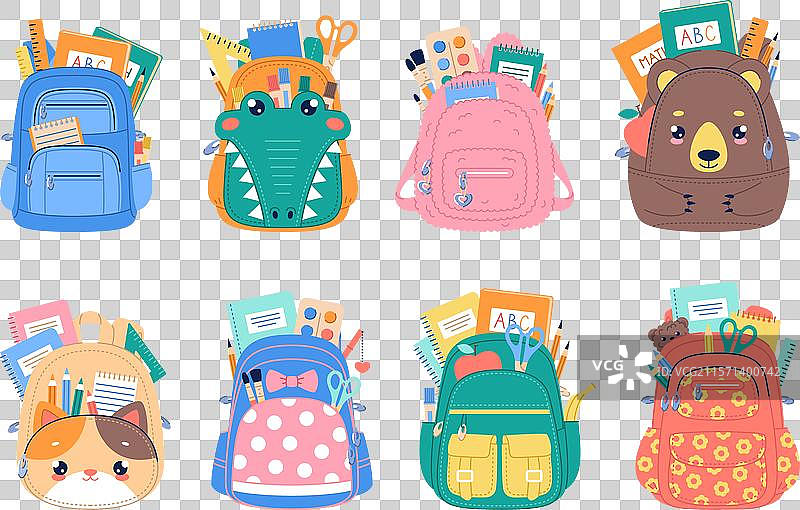 学生背包与学校文具图片素材