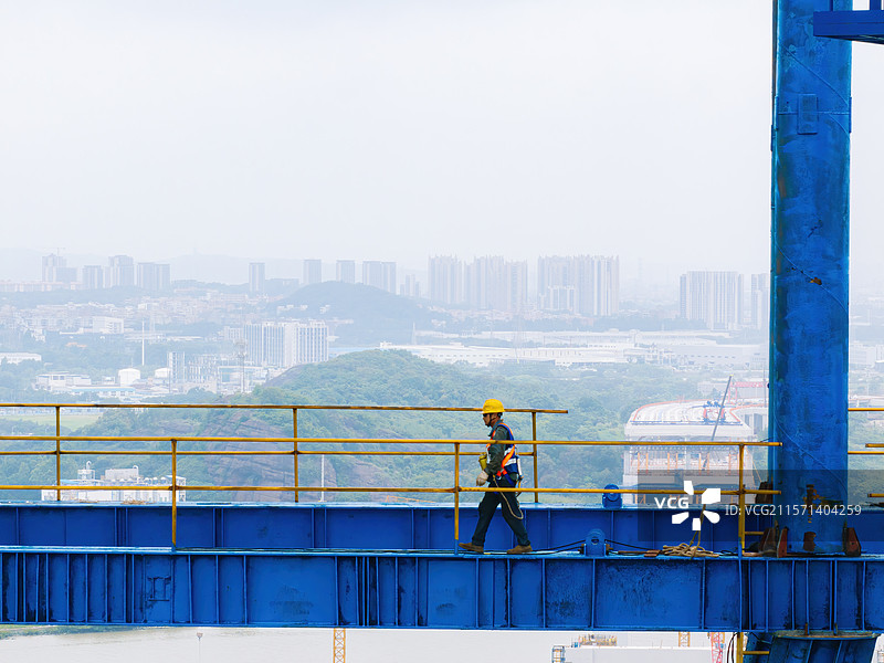 航拍狮子洋通道建设情况图片素材