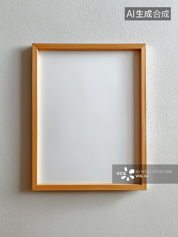 【AI数字艺术】竖图墙上的空白白色画框图片素材