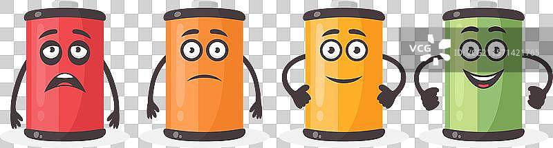 低电量和满电量角色集搞笑图片素材