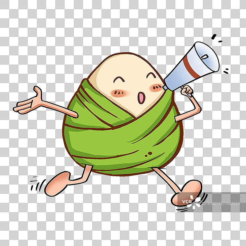 奔跑的粽子拿着扩音器宣传卡通元素图片素材