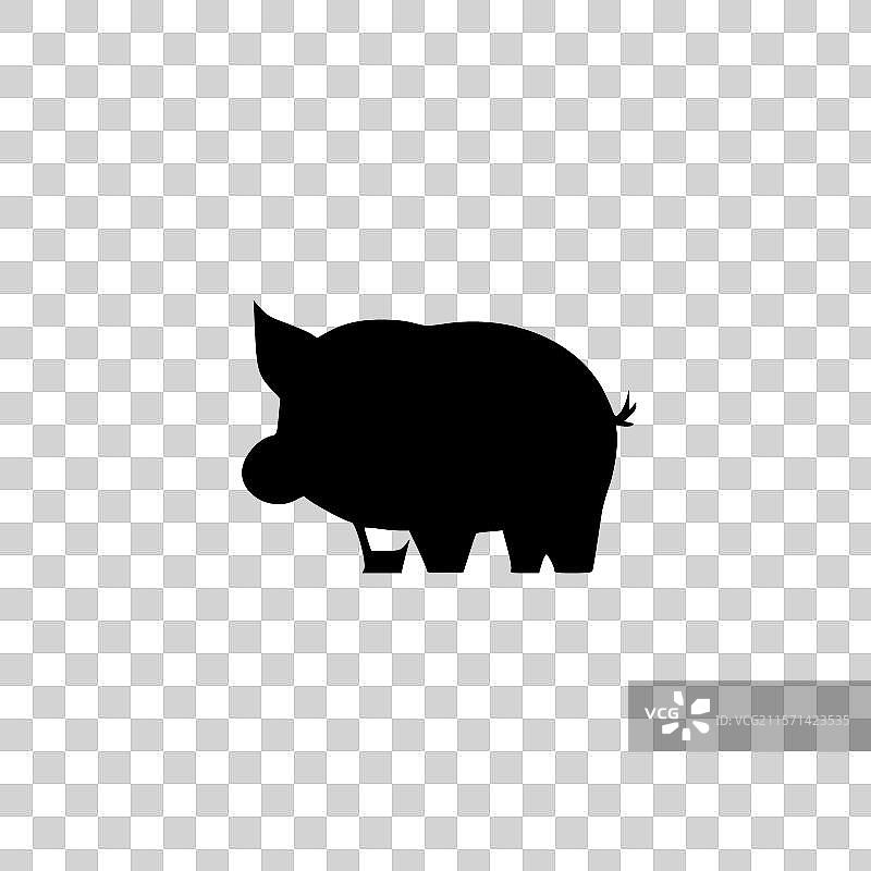 黑白色孤立的猪图标图片素材