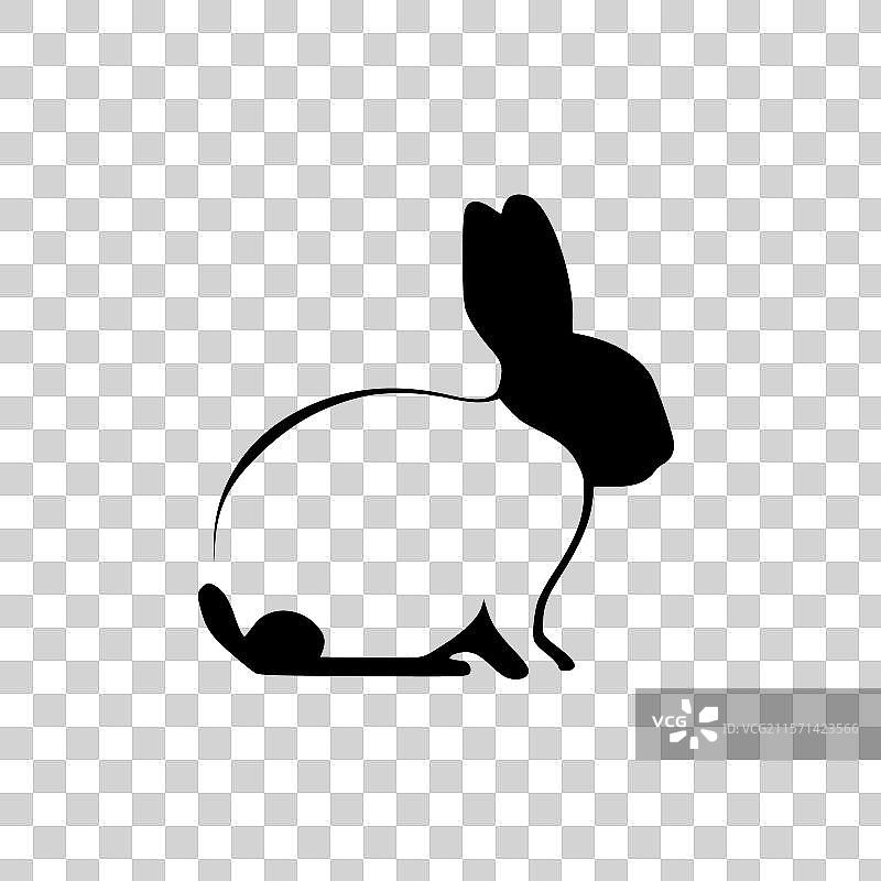 黑白孤立兔子图标图片素材