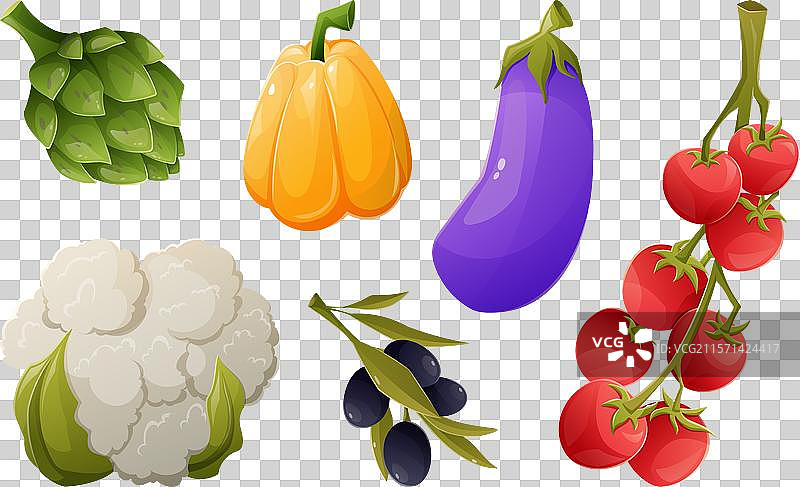 新鲜明亮的蔬菜集合图片素材