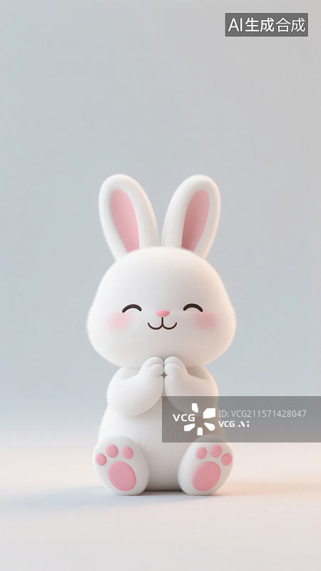 【AI数字艺术】坐着的一只卡通小白兔图片素材