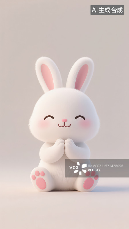【AI数字艺术】坐着的一只卡通小白兔图片素材