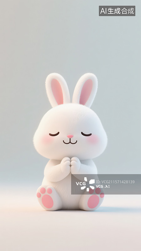 【AI数字艺术】坐着的一只卡通小白兔图片素材