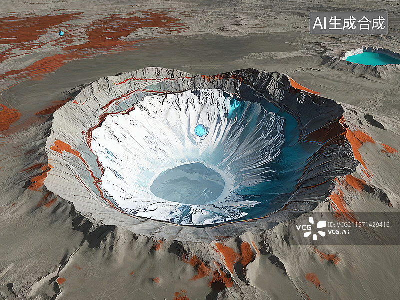 【AI数字艺术】火山口湖的卫星图像图片素材