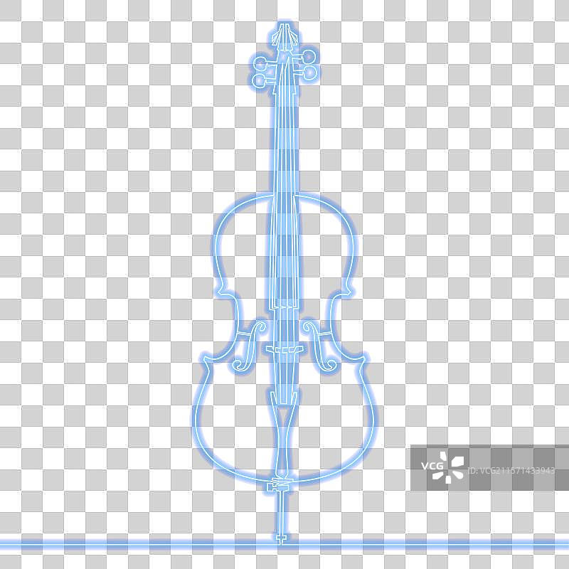 明亮闪亮的小提琴与古典音乐霓虹概念图片素材