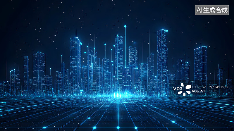 【AI数字艺术】未来城市科技之光图片素材
