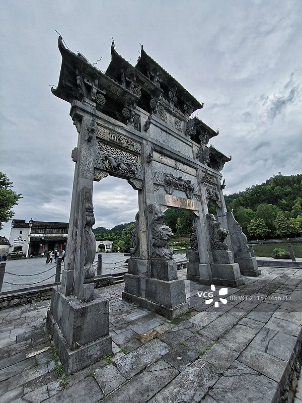 安徽省黄山市黟县世界文化遗产旅游西递胡文光牌楼牌坊图片素材
